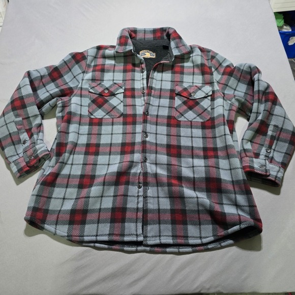 Freedom Foundry Other - Freedom Foundry Shirt Jacket Mens 2XL Gray Red Plaid Sherpa Lined Fleece Shacket